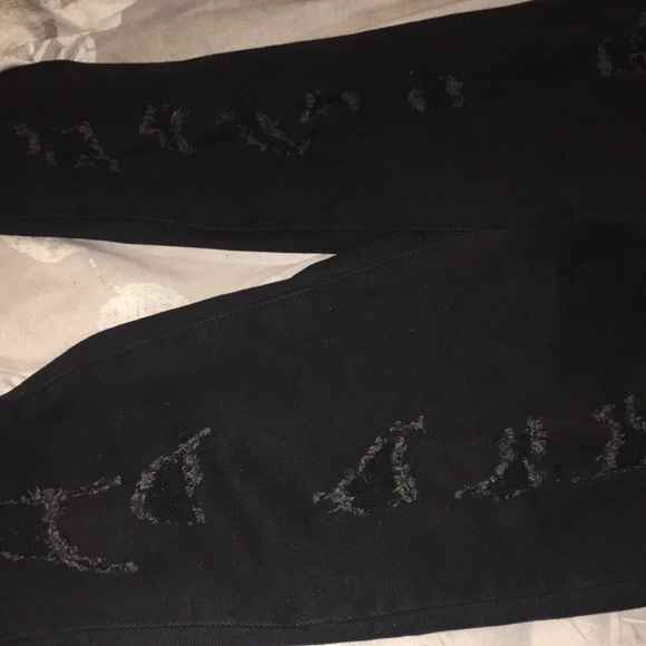 All black distressed jean overalls - Picture 4 of 4